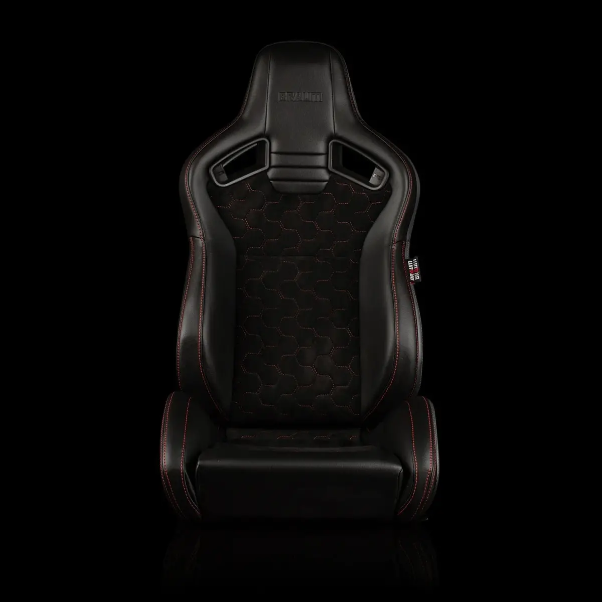 Elite V2 Series Sport Seats - Black Honeycomb Suede (Red Stitching) 1
