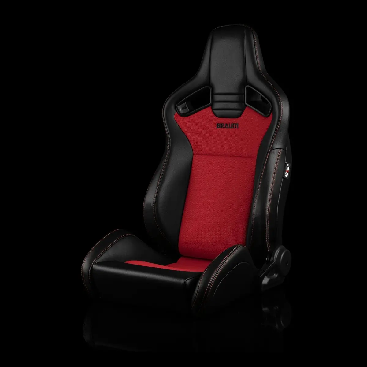 Elite V2 Series Sport Seats - Black Leatherette And Red Cloth 1
