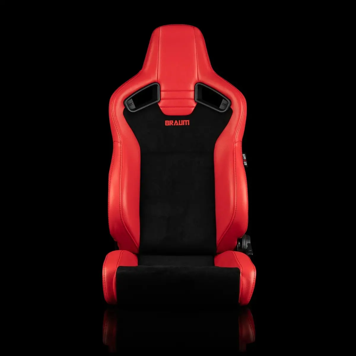 Elite V2 Series Sport Seats - Red Pu / Black Suede / Black Stitching - Low Base Version 2