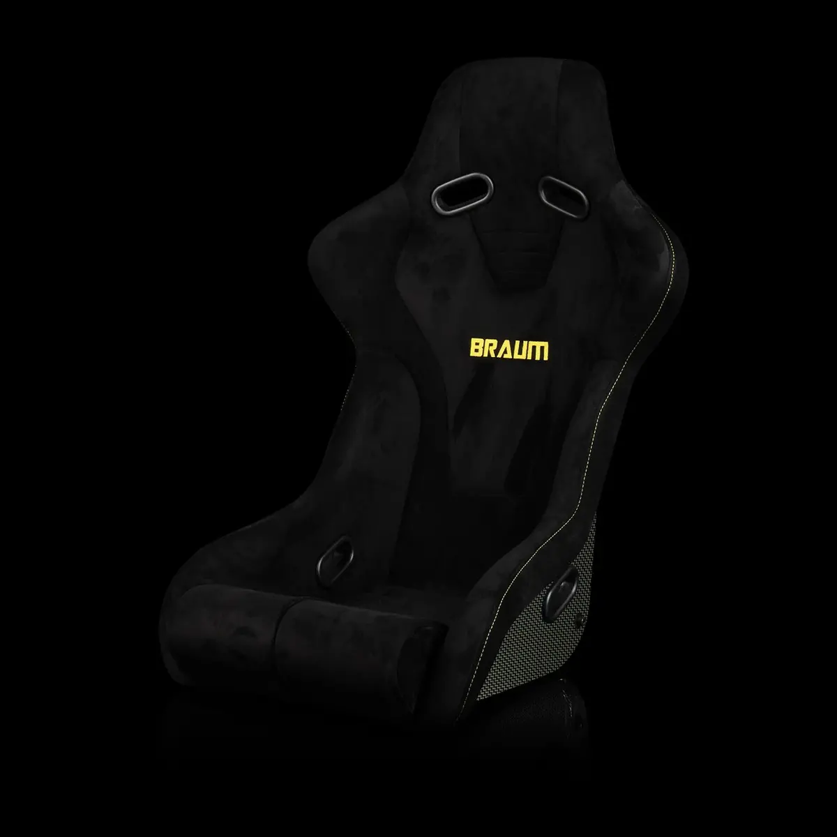 Falcon-R Composite Carbon Kevlar Bucket Seat - Black Alcantara (Yellow Stitching) 1