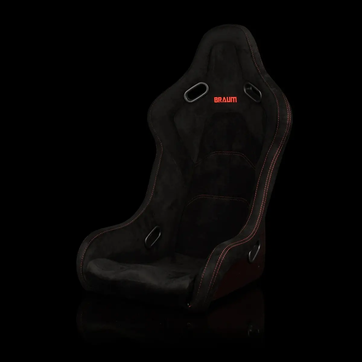 Falcon-S Composite Frp Bucket Seat - Black Alcantara W/ Red Glitter Composite 1