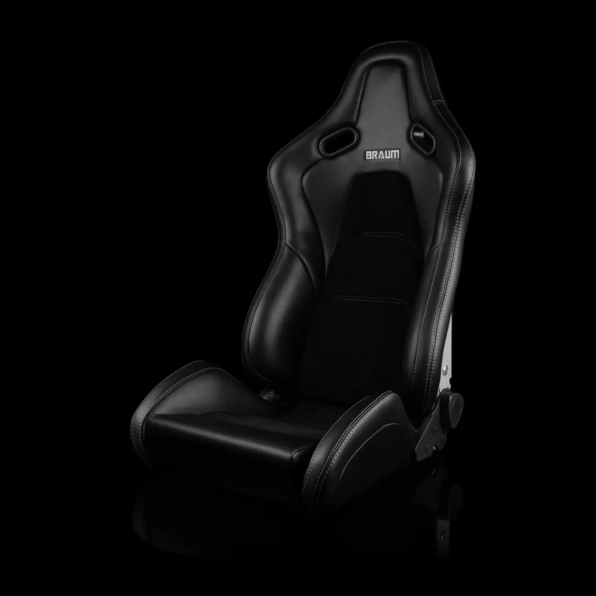Falcon-S Composite Frp Reclining Seats - Black Alcantara W/ Black Stitching | Dual Knob Recliner 1