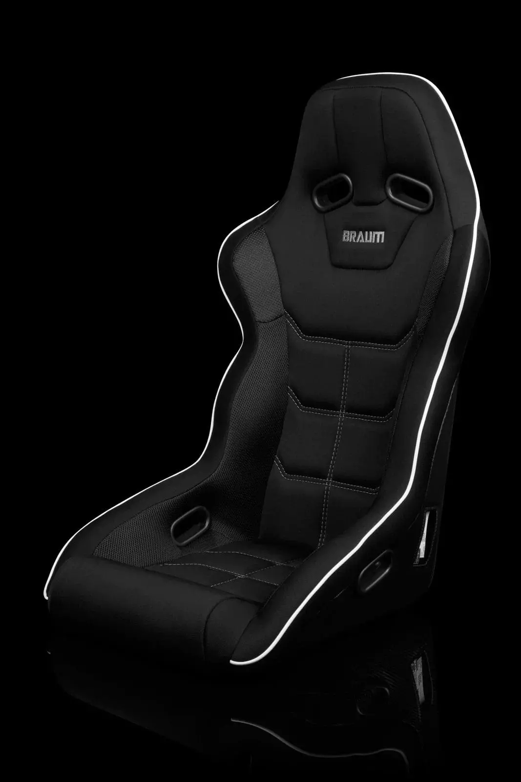 Falcon X Series Fia Approved Fixed Back Racing Seat - Black Polo Cloth (White Stitching / White Piping) 1