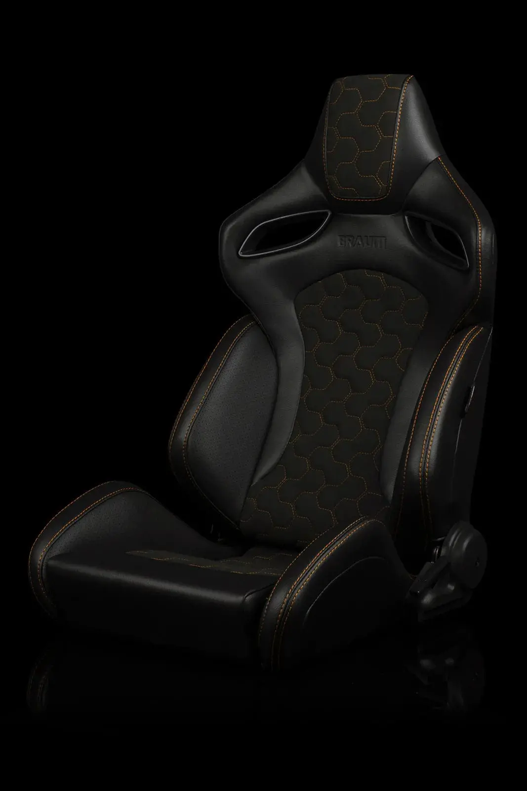 Orue S Series Sport Seats - Honeycomb Alcantara (Orange Stitching) 1