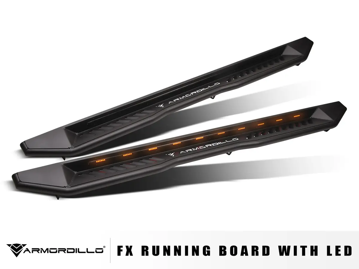 Armordillo 2005-2022 Toyota Tacoma - Double Cab Fx Running Board W/ Led - Matte Black 1