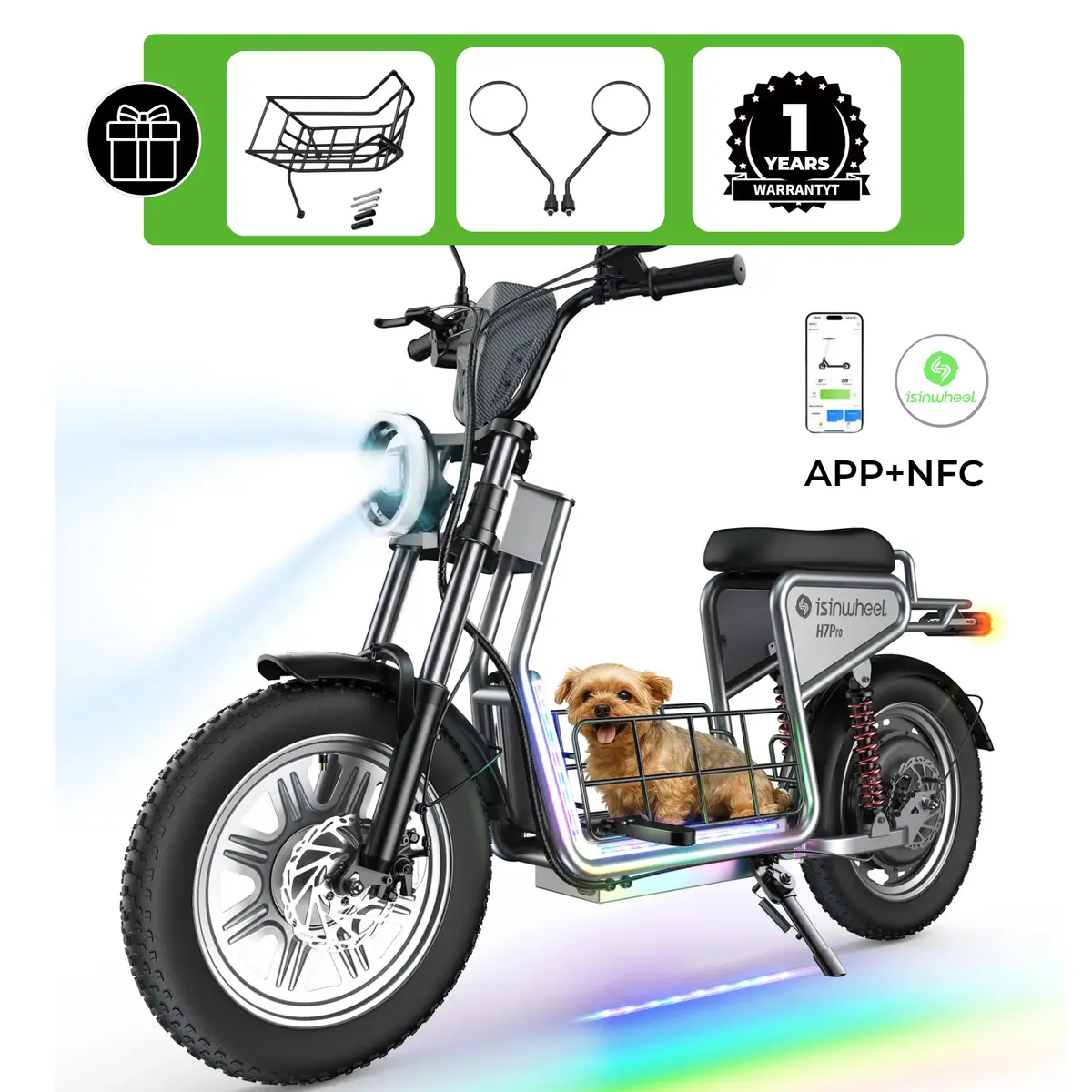 Isinwheel H7pro High-End Commuting Electric Scooter With Seat 38Mph Top Speed 1