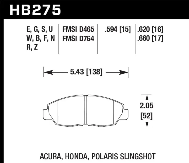 Hawk Dtc-60 Race Brake Pads For Acura Cl (1997–1999), Honda Accord Coupe (1993–2002), And Civic Coupe (1996–2010) 1