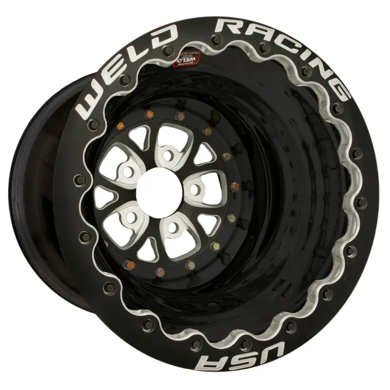 Weld V-Series 16X16 / 5X4.75 Bp / 4In. Bs Black Wheel - Black Double Beadlock 1
