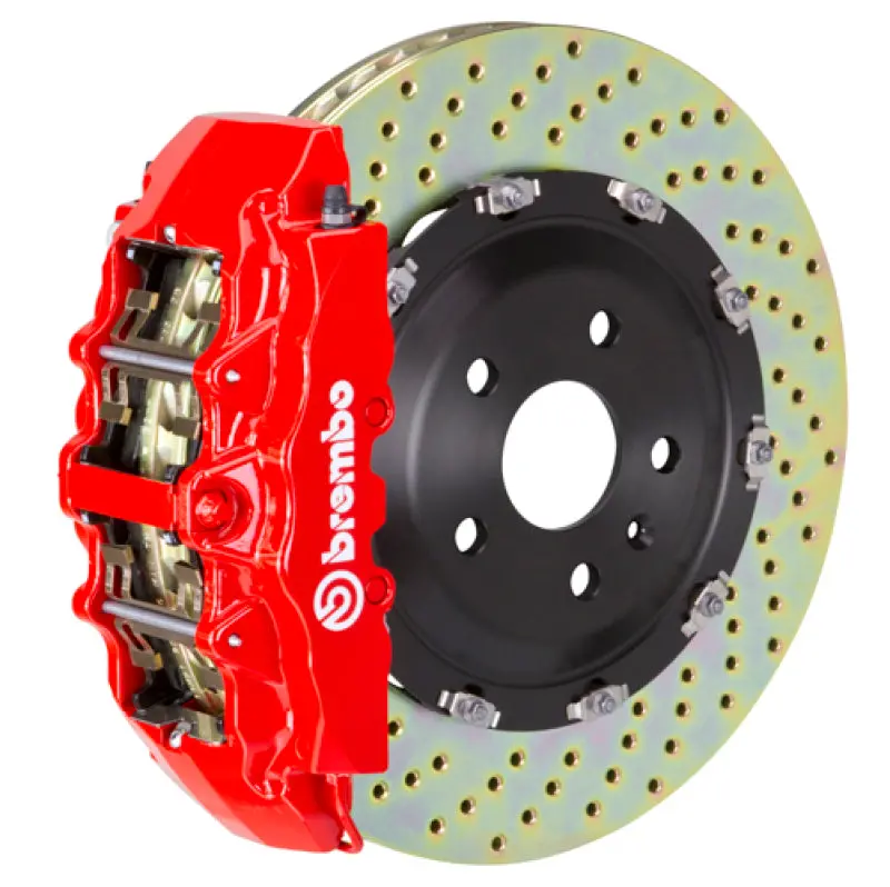 Brembo Front Gt Brake Kit For 2004 Ford F-150 4Wd – 6-Piston Calipers With 380X34Mm Drilled Two-Piece Rotors (Red) 1