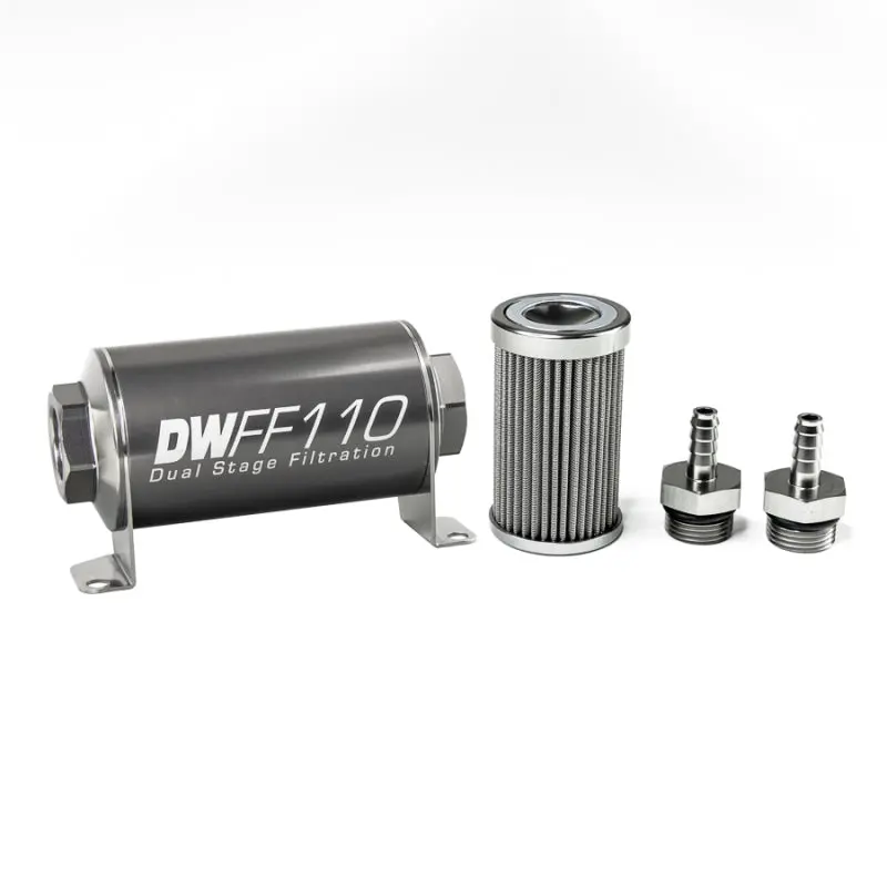 Deatschwerks 5/16" Inline Fuel Filter Housing Kit – 100-Micron Stainless Steel (110Mm) 1