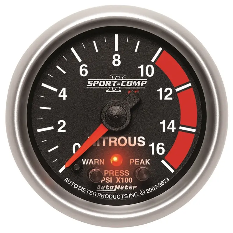 Autometer Sport-Comp Ii Pro Control 52Mm 1600 Psi Nitrous Pressure Gauge 1