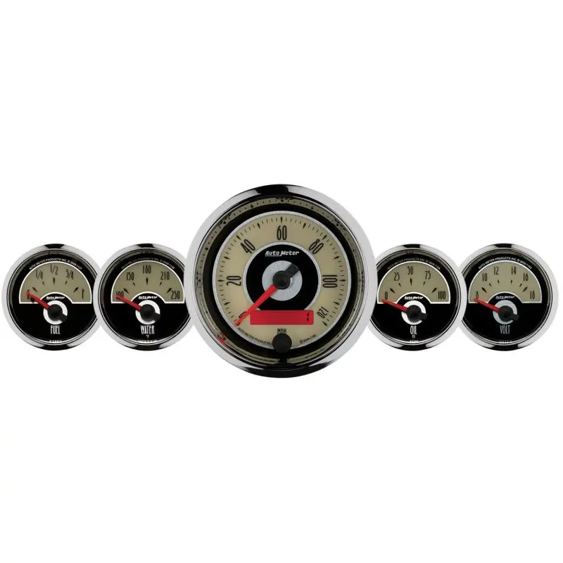Autometer 5-Piece Electric Gauge Kit – Includes 3-3/8" And 2-1/16" Instruments With Electronic Speedometer For Cruisers 1